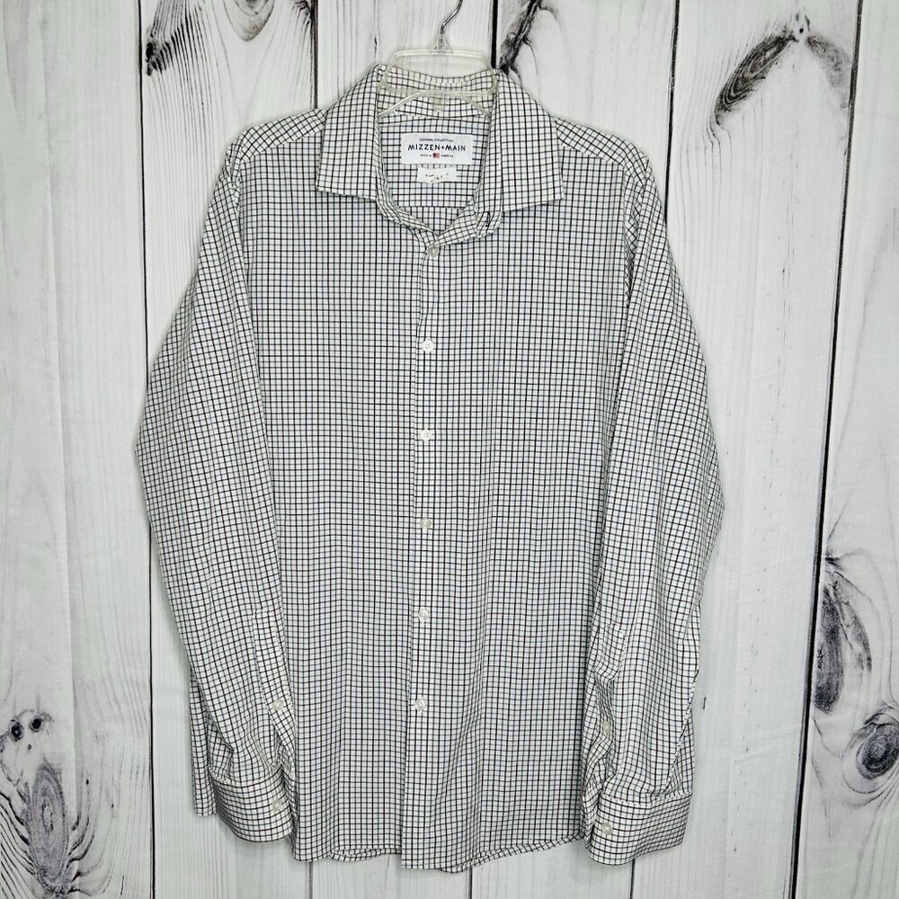 Mizzen + Main Performance Classic Fit Checkered Long Sleeve Button Down Sz XL